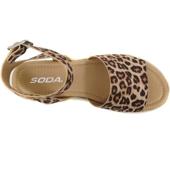 Soda Topic Open Toe Animal Print Buckle Ankle Strap Espadrille Sandal Size 8 - Picture 3 of 10